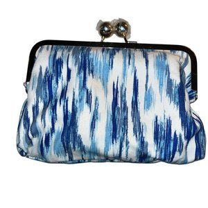 C Wonder NEW NWT Indigo Blue IKAT pouch bag 7.5x6"